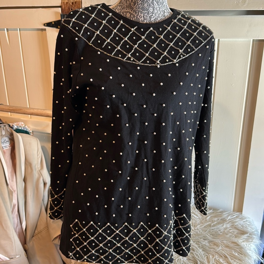 Beaded Ann Wi Longsleeve Top w/ flaw on back